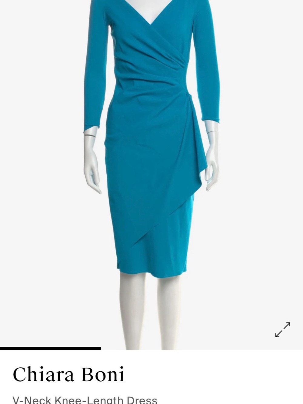Chiara Boni Teal V-Neck Wrap Midi Dress
